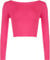 Womens Crop Long Sleeve T Shirt Ladies Short Plain Round Neck Top - Cerise - 8/10