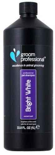 GROOM PROFESSIONAL Bright White Hundeshampoo Weißes Fell - Tiefenreinigendes Shampoo für Hunde - Hellt Weißes Fell Auf - Aufhellendes Shampoo - Entfernt Flecken und Gerüche, 1 Liter