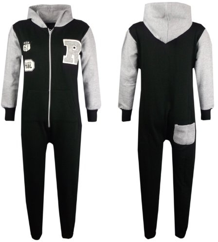 A2Z 4 Kids Girls Boys Varsity Baseball Hooded Onesie Fleece All In One Jumpsuit Age 5-13 Years