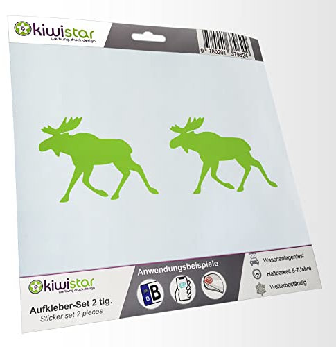- 2X Kennzeichenaufkleber - Elch - Elchhirsch - Autoaufkleber - Evolution Charles Darwin Aufkleber für Auto, Laptop, Fahrrad, LKW, Motorrad Mehrfarbig JDM Decal Racing