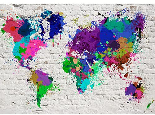 Runa Art Fototapete Weltkarte Modern Vlies Wohnzimmer Schlafzimmer - Made in Germany - 308 x 220 cm Bunt 9089010b