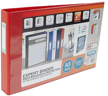 Bantex Ringbuch, Format A3, Querformat, Rücken 30 mm, PVC, 4-D-Ring-Mechanik, Rot