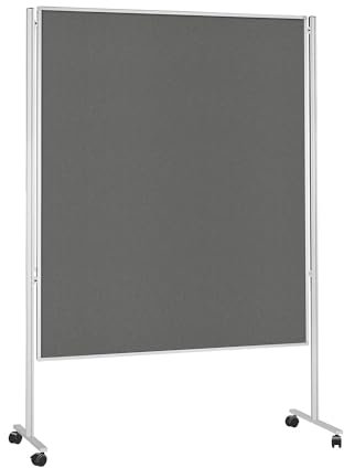 magnetoplan Moderationswand, Filz Grau | BxH 1200x1500mm | Doppelseitige, mobile Stellwand | Pinnbar | Höhenverstellbar bis 2400mm | Aluminium-Rahmen | FSC-zertifiziert | Bürozubehör