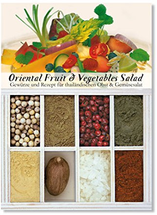 Oriental Fruit & Vegetables Salad – 8 Gewürze Set für thailändischen Obst- und Gemüsesalat (60g) – in einem schönen Holzkästchen – mit Rezept und Einkaufsliste – Geschenkidee für Feinschmecker von Feuer & Glas