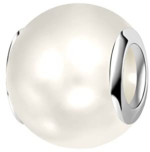 Andante-Stones Silber Bead Perle Weiß - Element Kugel für European Beads + Organzasäckchen