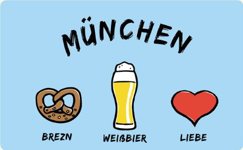 Frühstücksbrettchen München: Brezn - Weißbier - Liebe - als Geschenk für Münchner & Fans der Weltstadt mit Herz oder als München Souvenir