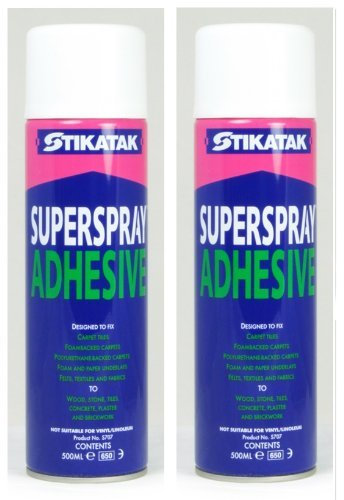 2 x Cans Of Stikatak All Purpose Superspray Adhesive Spray Glue - 500ml Each