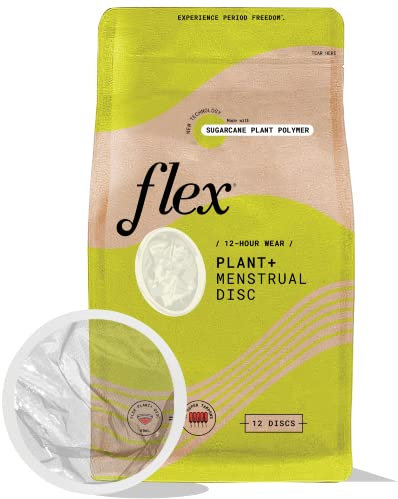 Flex Plant Plus Disc | Dischi mestruali usa e getta a base vegetale | Alternativa a tamponi e coppette | Capacità di 5 super tamponi | Disco mestruale realizzato con polimeri vegetali sostenibili di