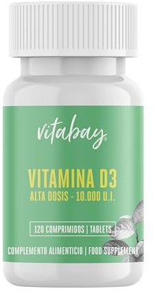 Vitabay - Vitamin D3 10000 I.E. - 120 Vegane Vit D 10000 Tabletten | Vitamin D Hochdosiert - Laborgeprüft
