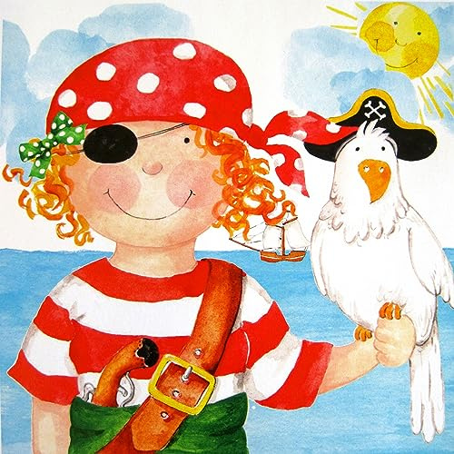 PPD Pirate Girl Servietten, 20 Stück, Tischservietten, Tissue, Bunt, 33 x 33 cm, 1331519