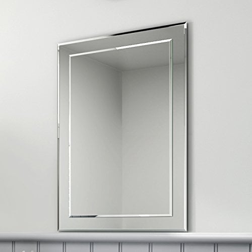 iBathUK Sienna Wall Mounted Rectangular Bathroom Wall Mirror, Modern Bevelled Edge Design in Portrait or Landscape Mirror for Modern Bathroom, 500 x 700mm