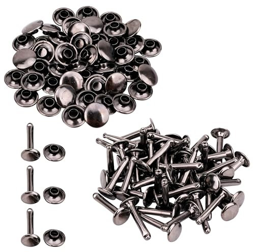 Trimming Shop Doble Tapa Remaches,Extra Largo Tubular Metal Tuercas para Ropa Reparación & Repuestos Costura Cuero Manualidades,Bricolaje Proyectos,Artes & Manualidades 10mmx18mm 50 Juegos (