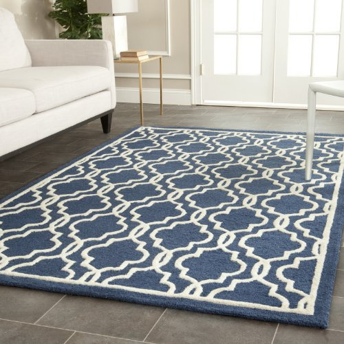 SAFAVIEH Cambridge Collection 5' x 8' Navy/Ivory CAM131G Handmade Moroccan Premium Wool Area Rug