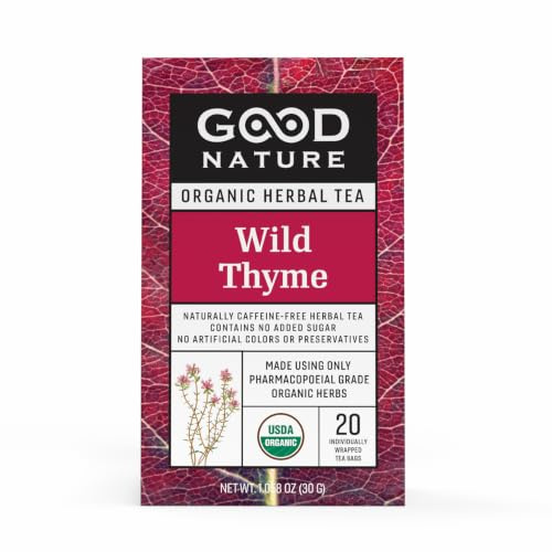 Good Nature Organic Wild Thyme Herbal Tea, 20 Bags, Caffeine-free, 30 g