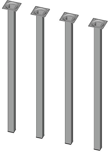 DIY Element System Möbelfuß eckig – Vierkant-Metallfuß, ideal als Tischbein für die Gestaltung individueller Möbelstücke – 25 x 25 mm, Länge 600 mm, Weißalu