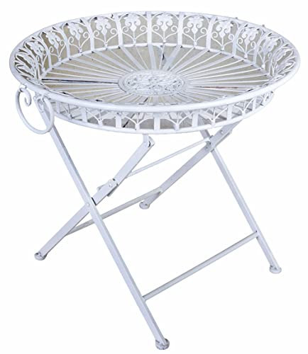 Teetisch altweiss Beistelltisch Shabby Chic Metalltisch Gartentisch aja042 Palazzo Exklusiv