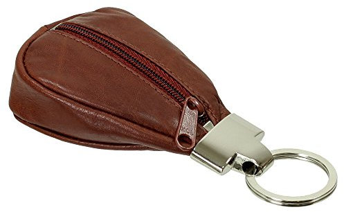 Branco Leder Schlüsseletui Mini Geldbörse Schlüsseltasche Schlüsselmappe Schlüsselanhänger mit Reißverschlussfach Minibörse Farbe Braun