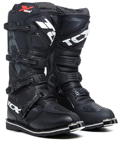 TCX - X-Blast, Stivale da Motocross Uomo, Stivale da Enduro, Stivale da Fuoristrada con Tomaia in Microfibra e Suola con Costruzione Goodyear, Nero