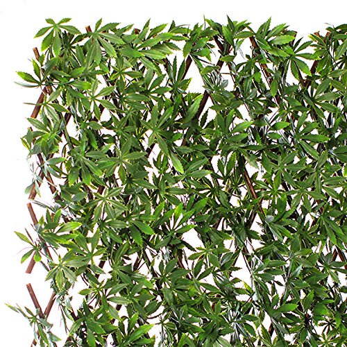 Jardin Artificiel - Treillis Extensible en Bois de Saule Feuillage Artificiel Chanvre