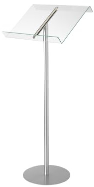 Deflecto Rednerpult ohne Ringbuch Bodenständer - Silber/Klar - Acryl Schilderhalter - Grundständer für Rede - Notenständer
