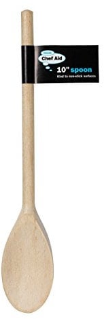 Chef Aid 10 Inch Spoon, Perfect for Home Baking and Cooking, Crafted with a Oval Spoon Edge for Ease of use and sourced from Well Managed Forests, Non Stick Friendly Kitchen Essential