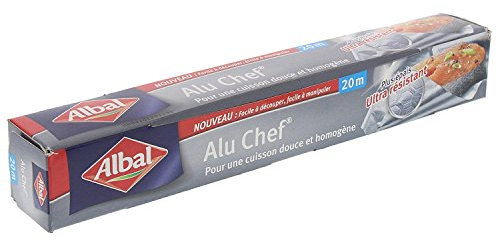 Albal - Film Aluminium Alu Chef 20m - Epais et Ultra-résistant - Cuisson homogène - Four et barbecue