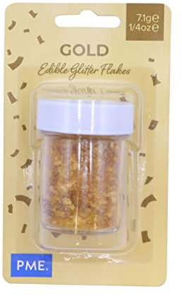 PME Gold Sparkling Glitter Flakes for Cake Decorating (7g), PACK OF 1