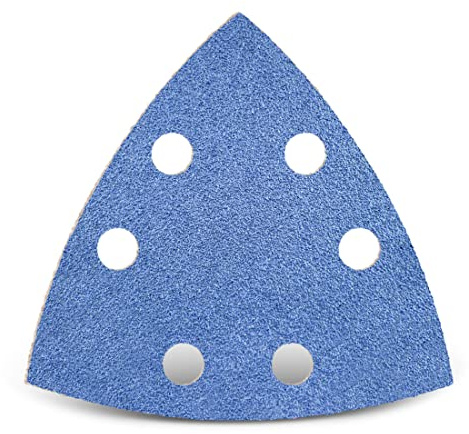 MENZER Blue Schleifblätter 93 mm, 6-Loch (25 Stk.) K36 | f. Deltaschleifer, Zirkonkorund, Klettbefestigung