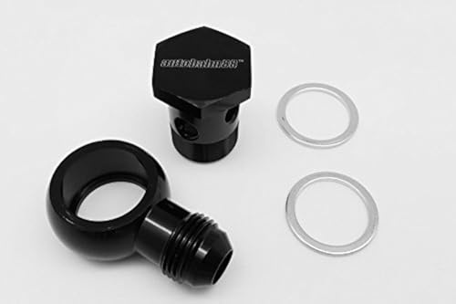 Autobahn88 Raccord banjo en aluminium anodisé pour refroidisseur d'huile – Boulon banjo M22 P1.5, banjo évasé mâle M22 à AN8, compatible Setrab (noir)