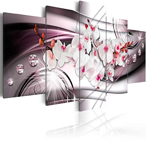 B&D XXL - Leinwandbild Blumen Orchidee Diamant, 200x100 cm, 5-teilig