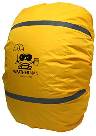 WEATHERMAN Regenschutz für Schulranzen und Rucksäcke (20-40L) – Wasserdichter Regenüberzug mit reflektierenden Streifen, elastischer Befestigung, 6 Farbe (Gelb)