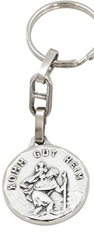 Anzm Schlüsselanhänger Heiliger Christopherus Mit Text Komm Gut Heim 7,5 cm, Medaillen-Durchmesser 2,9cm
