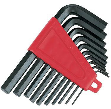 10 Piece 1/16 Inch-3/8 Inch Hex/Allen Key Imperial Set - Storage Clip
