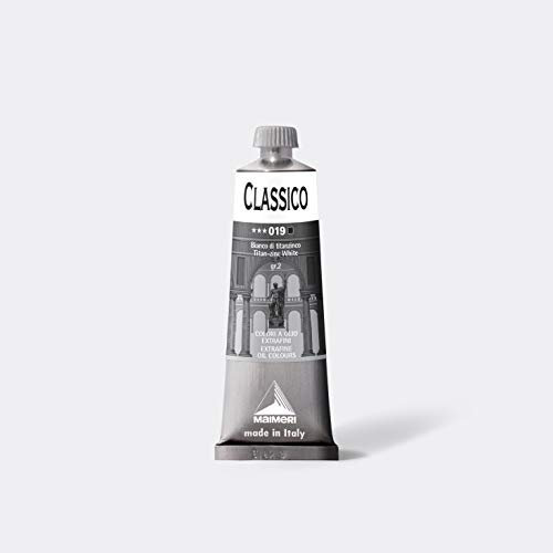 Maimeri CLASSICO 60 ml, Extra feine Künstlerölfarbe, Farbton Titanzinkweiß