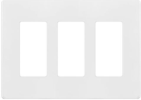 ENERLITES Screwless Decorator Wall Plate Child Safe Cover, Size 3-Gang 4.68 H x 6.53 L, Unbreakable Polycarbonate Thermoplastic, SI8833-W, Glossy, White
