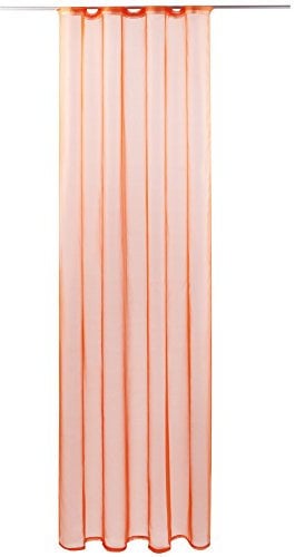 Gardine mit Kräuselband, Transparent Voile 140x245 cm (Breite x Länge) in orange - möhre, viele weitere Farben und Größen