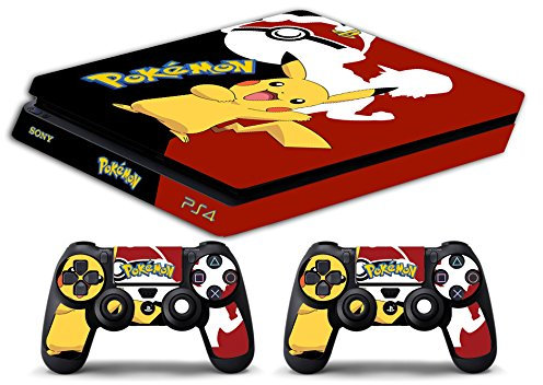 Skin Compatible para PS4 Slim HD - Limited Edition Decal Cover Adhesivo Slim Bundle (Poke Mon)