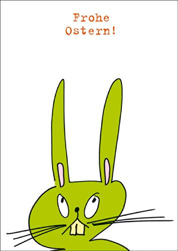 Lustige Oster Klappkarte mit Spruch und grünem Osterhasen • auch zum direkt Versenden mit ihrem Text als Einleger. • fröhliches Premium Klappkarte mit Ostermotive mit Umschlag