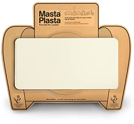 MastaPlasta Selbstklebende Premium Leder Reparatur Patch - Elfenbein Leder - 20cm x 10cm. Sofortige Polsterung Qualität Patch für Sofas, Autositze, Jacken, DIY