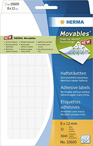 HERMA Wiederablosbare-Haftetiketten 8 x 12 mm (BxH), weiß