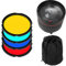 FOTGA NG-10X Bowens Berg Studio Light Focus Obiettivo + 4 filtri colore per luce LED flash