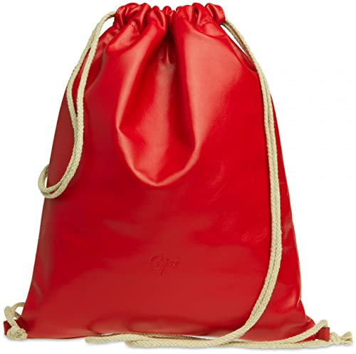 Caspar TL716 hochwertiger Leder Sportbeutel/Turnbeutel im Vintage Retro Style, Farbe:rot, Größe:One Size