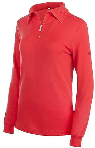 Brandsseller Damen Ski Shirt Baumwolle Rollkragen mit Reißverschluss Langarm Rot 44