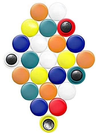 Small Assorted Planning Office Magnets for Fridge, Whiteboard, Noticeboard, Filing Cabinet - Pack of 24