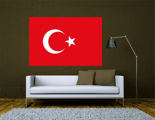 Kiwistar WANDTATTOO Sticker Fahne Flagge Aufkleber Türkei 80 x 53cm - Dekoration für Kinderzimmer Schlafzimmer Wohnzimmer Küche Badezimmer