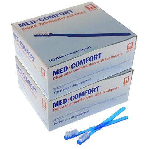 Einmal-Zahnbürsten Med-Comfort 2 x 100 Stück, Blau