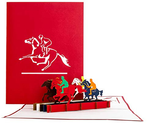 Pop-Up Karte „Pferde & Reiten“ 3D Geburtstagskarte Pferderennen als Geschenkidee, Einladungskarte & Gutschein