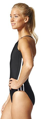 adidas Damen Essence Core Stripes Badeanzug, schwarz (Black/White), 40