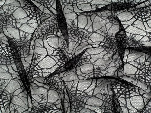 Minerva Crafts Spinnennetzstoff, Meterware, Schwarz