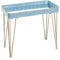 HAKU Möbel Beistelltisch blau, Gold, Metall, Spiegel - Maße: B 60 cm x H 54 cm x T 31 cm, Style: Art Deco